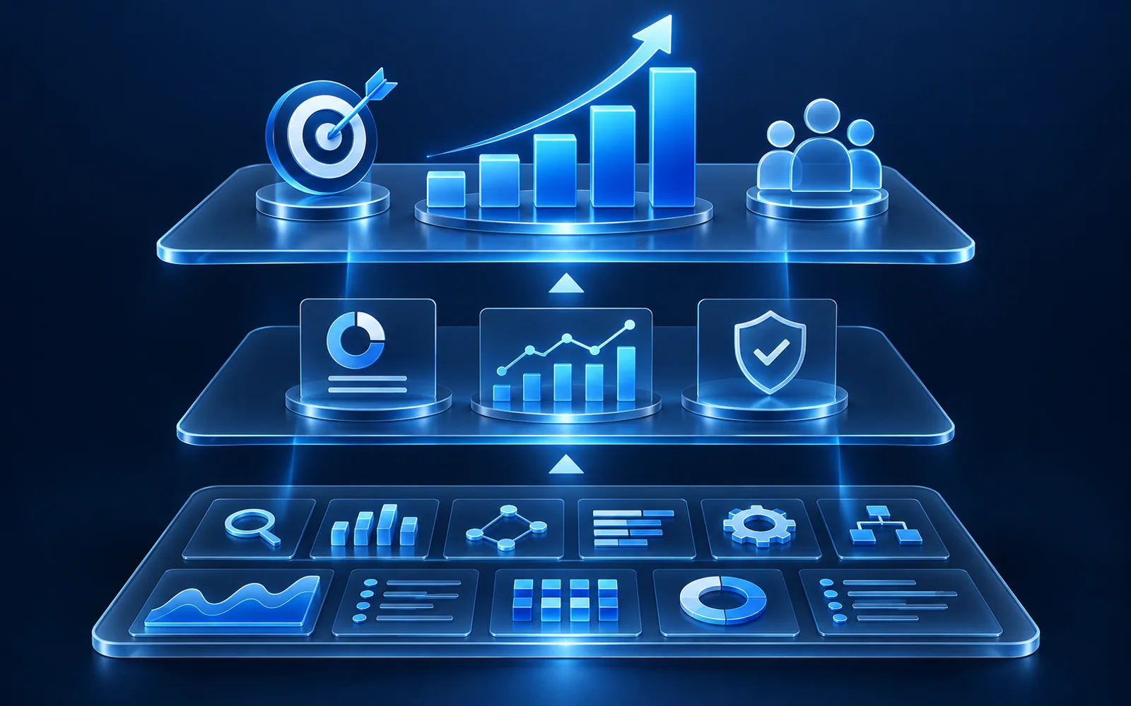 Client SEO report content hierarchy showing business outcomes, supporting evidence and agency diagnostic detail