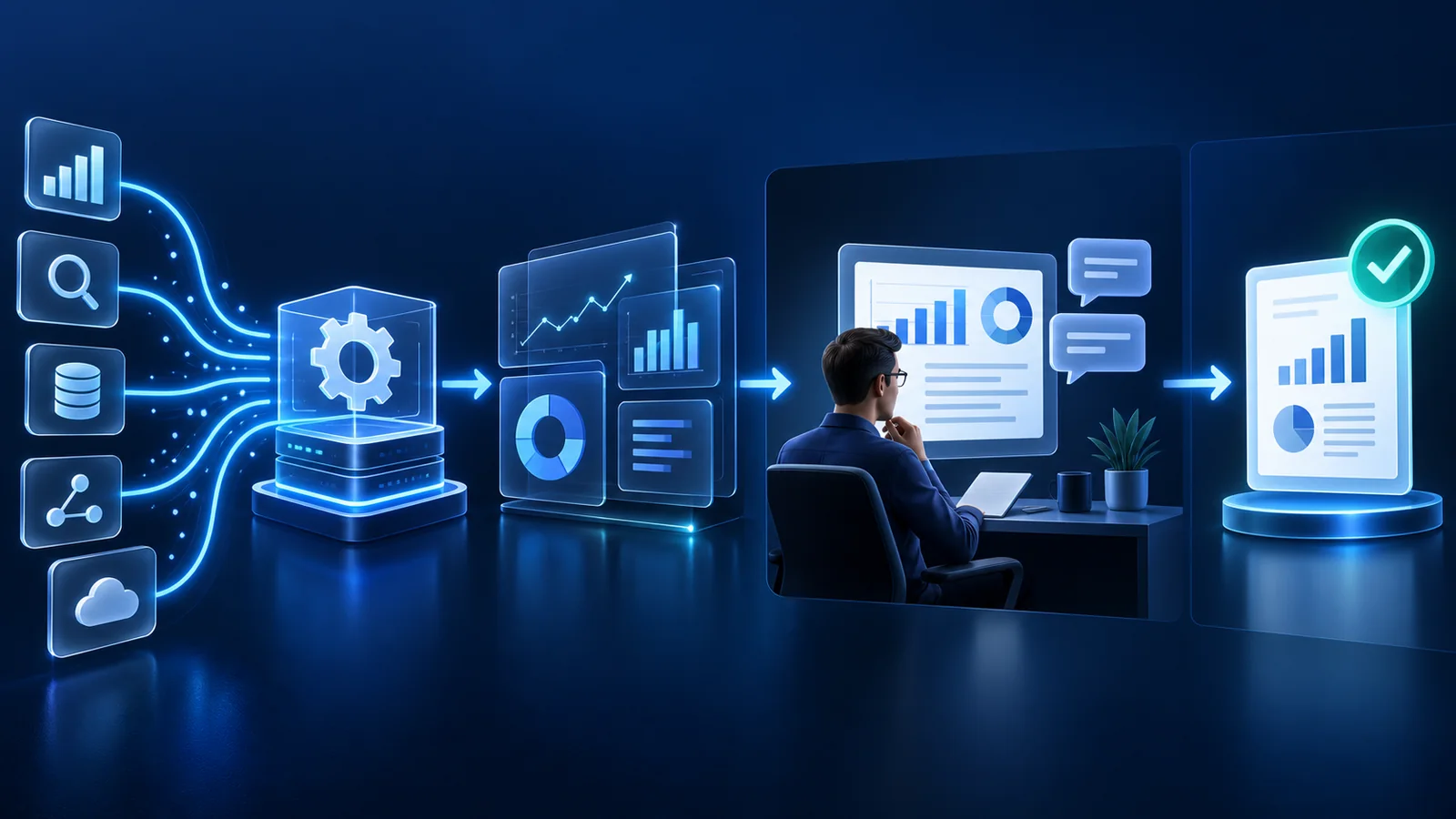 SEO client reporting automation workflow separating automated data tasks from human interpretation