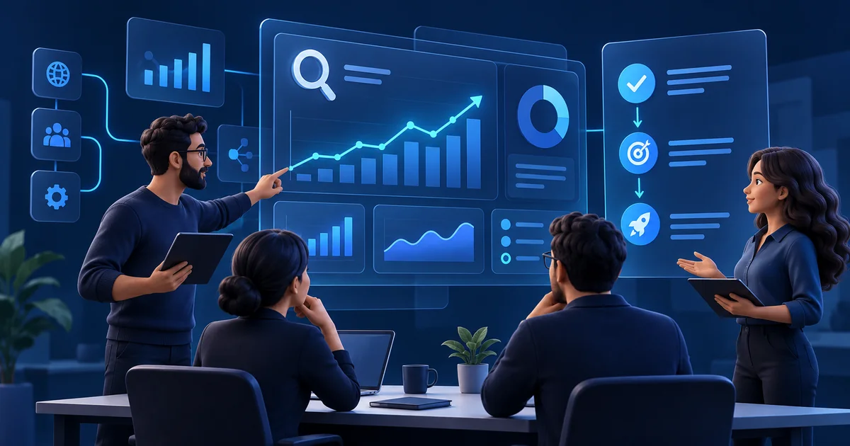 SEO reports for clients showing agency reporting, performance data, commentary and next actions
